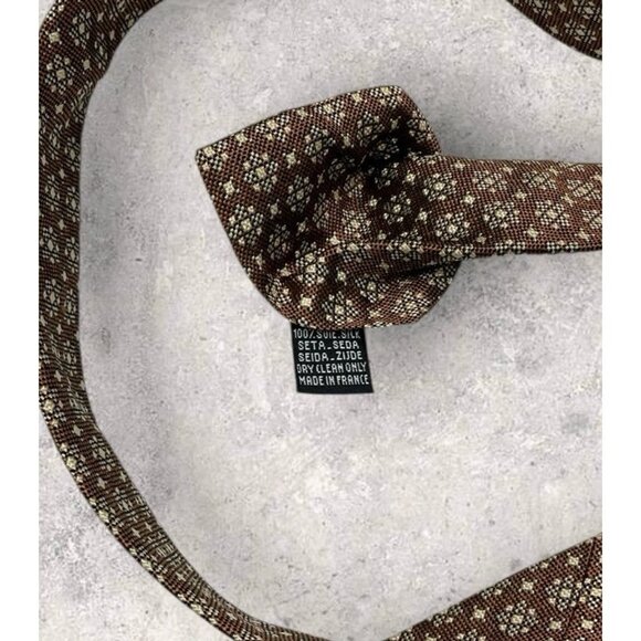 ROCHAS Silk Tie ITALY Brown Beige Geometric W:3.7" EUC - Picture 3 of 5